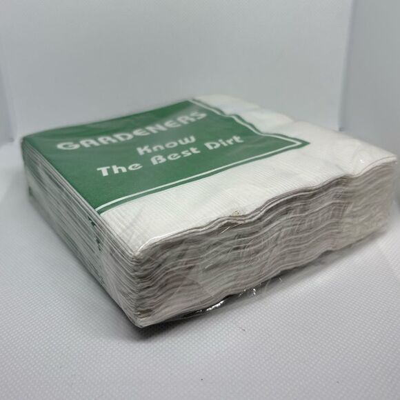 Vintage Haut Papier Gardeners Know Cocktail Napkins- Green and White, NIP - Picture 2 of 5